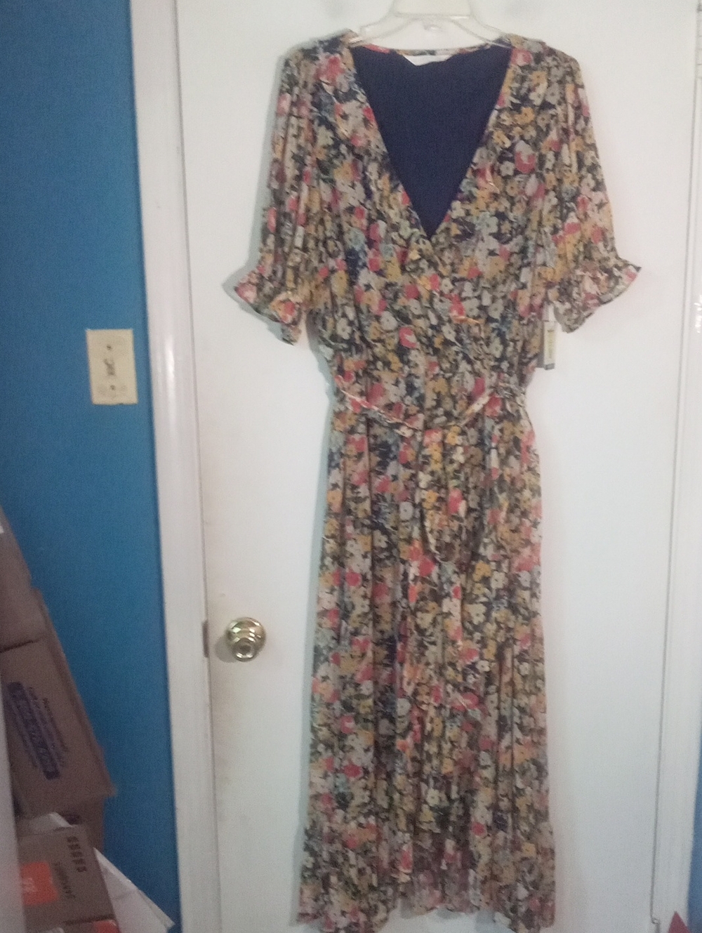 Lauren Conrad Faux Wrap Dress XXL NWT $69.99 Floral Ruffles